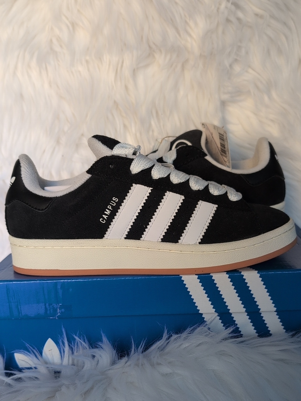 adidas Campus Suede Men's Sneakers in Black and White with Gum Outsole